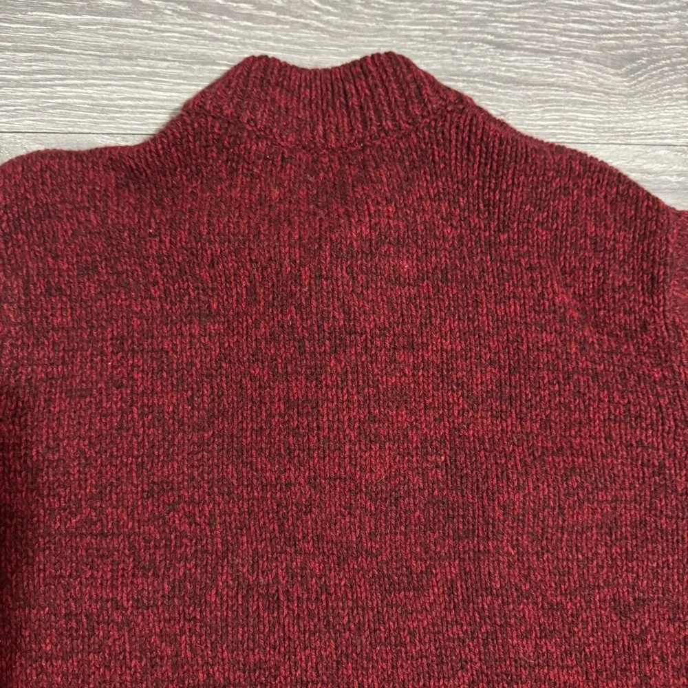 LL Bean Lambs Wool‎ Sweater Men XL Burgundy Pull Over Buttons High Neck Knitted